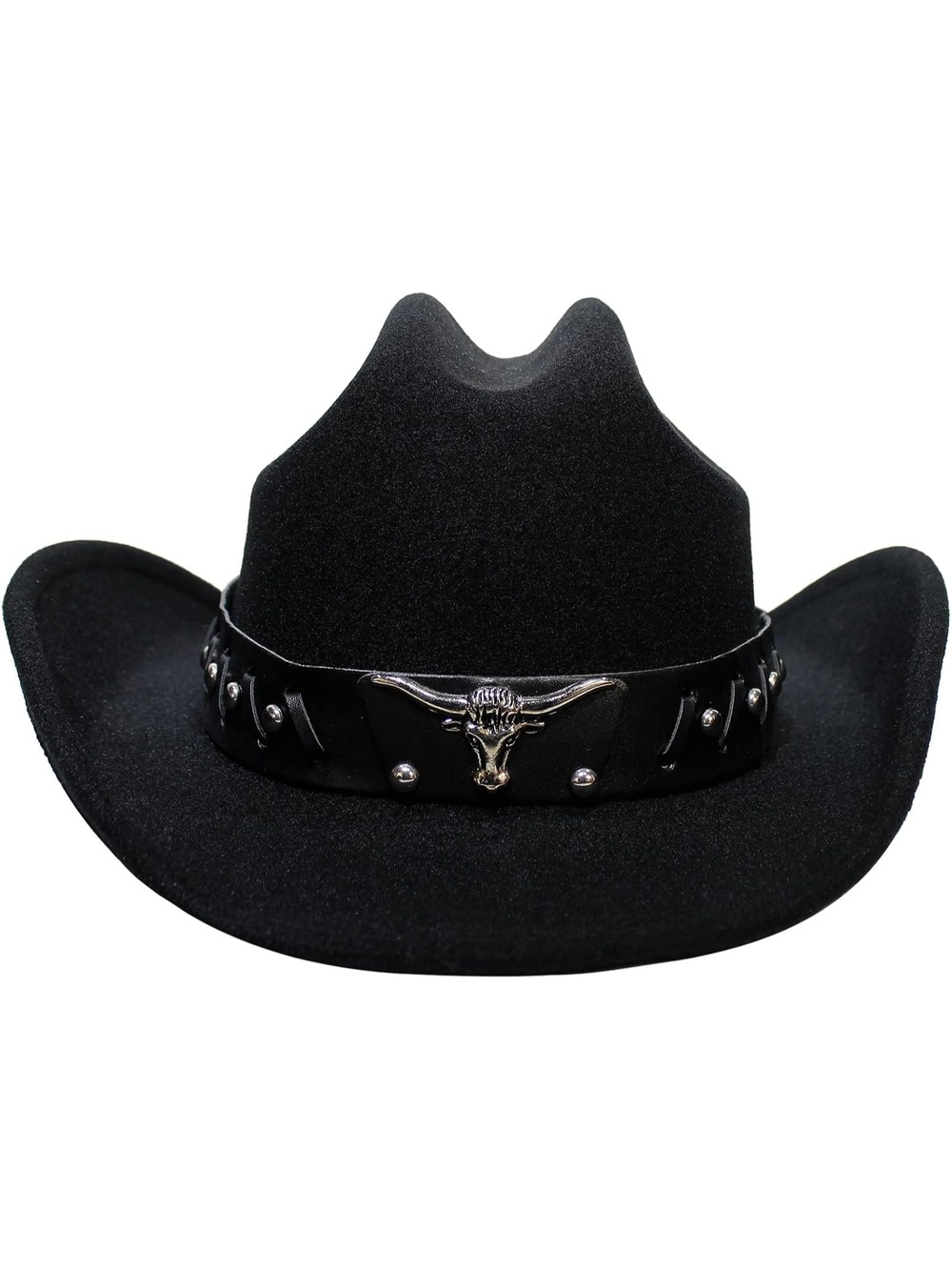 Unisex Black 100% Polyester Western Outback Studded Bull Band Hat Cowboy Hat